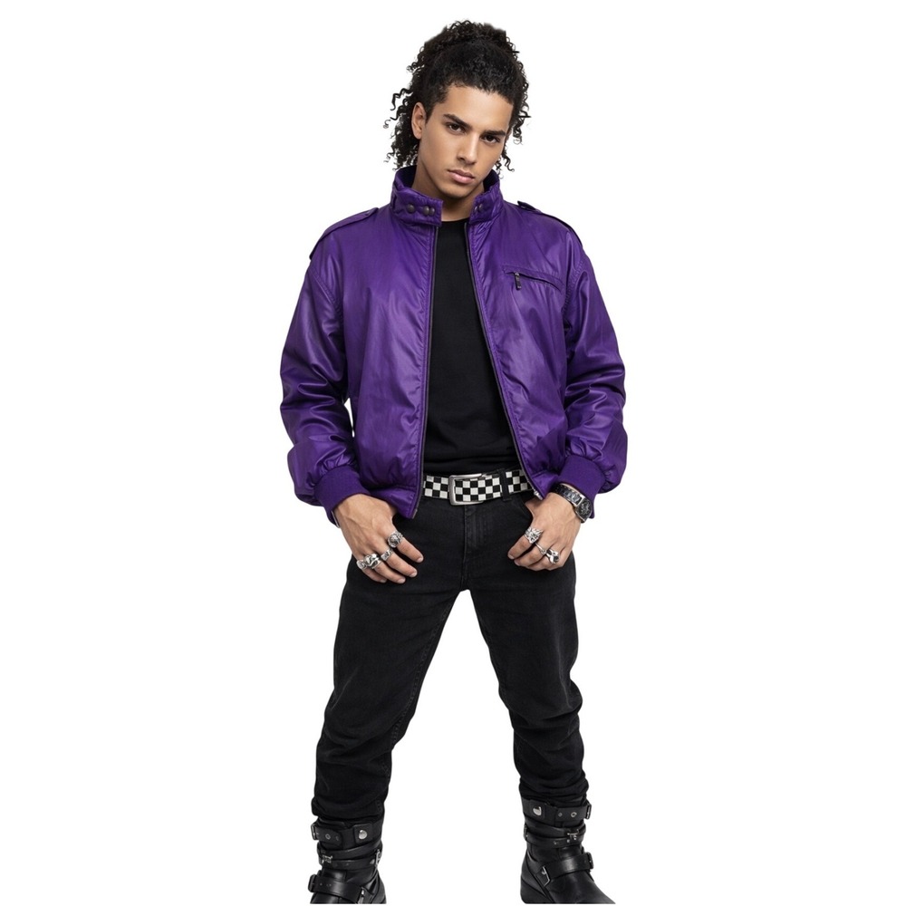 Smoke Rise NY Purple Bomber Jacket‎ Unisex Size Large Purple Zip Motorcycle Coat - Picture 4 of 10